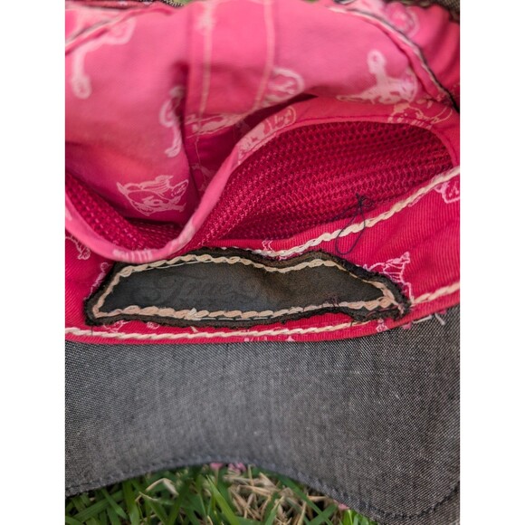 True Religion Distressed Hat Cap Linen Adjustable Pink Horseshoe Embroidered main image 5
